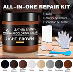 Leather Recoloring Balm - Light Brown Leather Repair Kit for Furniture, Dye, Recolor, Renew, Repair & Restore Aged, Faded, Cr