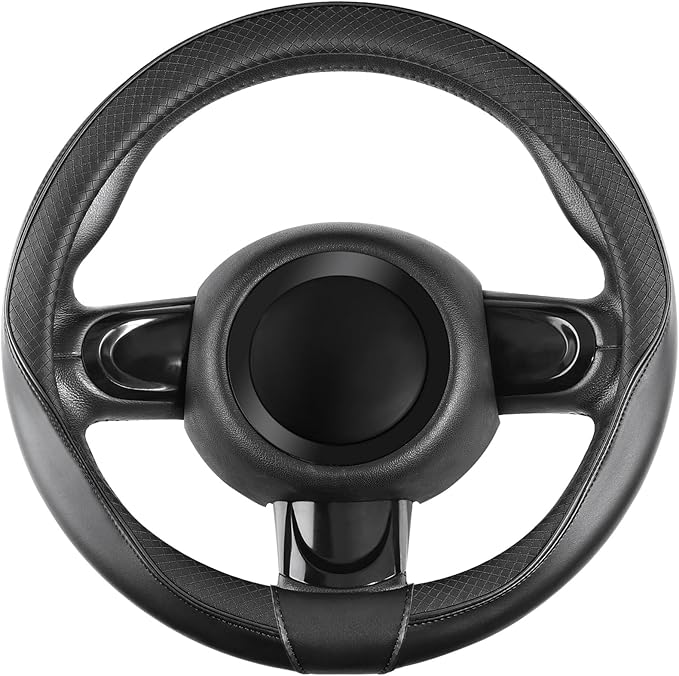 SEG Direct Steering Wheel Cover 14-14.25 inch (35.5-36 cm) Small Size, Microfiber Leather, Non-Slip Comfortable Grip, Fits Ca