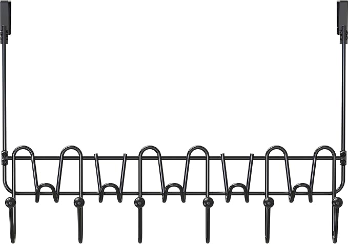 Deco Brothers Over The Door Hook Organizer with 11 Hooks, Black