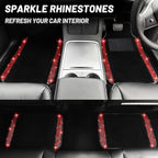 NBTEPEM Red Bling Car Floor Mats Full Set, Universal Fit Most Cars,SUV, Trucks, 4 pcs Sparkle Glitter Diamond Carpet for Women Girls with Anti-Slip Pad (Red Diamond)