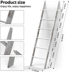 Farmhouse Wooden Blanket Ladder Living Room with Removable Hooks, 6-Tier Blanket Rack Decorative Stand, Leaning Towel Quilt R