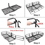 500 Lbs Heavy Duty Hitch Mount Cargo Carrier 60" x 24" x 14.4" Folding Cargo Rack Rear Luggage Basket Fits 2" Receiver for Car SUV Camping Traveling