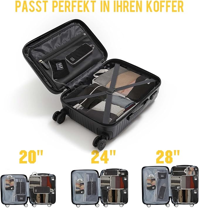 Compression Packing Cubes 8 Set, Dual Zipper Compression Packing Cubes for Travel, See-Through Mesh Packing Bags for Suitcase