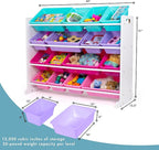 Humble Crew Supersized Toy Storage Organizer with 16 Removable Bins, White/Blue/Pink/Purple – Large Toy Storage for Toddlers 