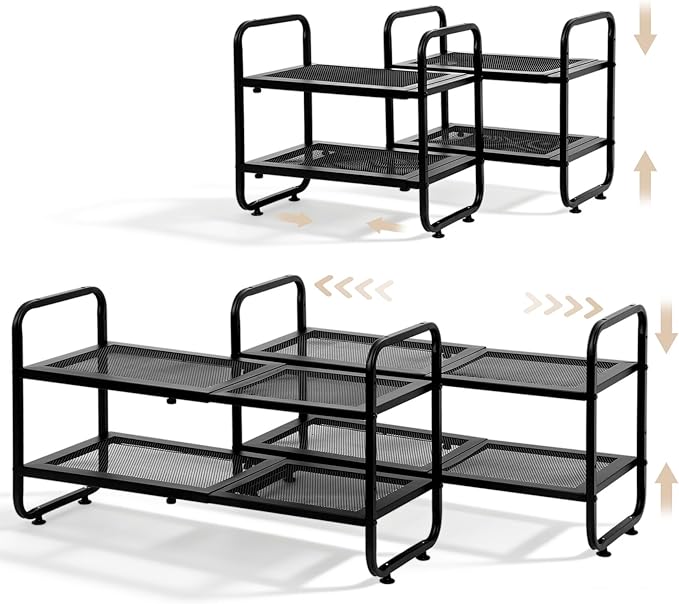 Expandable Shoe Rack - Shoe Stand Holder for Closet, Adjustable Shoe Shelf Storage, Stackable Long Shoe Stand Holder for Livi