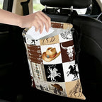 Western Cowboy Car Trash Bag - Waterproof Car Trash Bag Hanging Leakproof Car Garbage Bag - Washable Reusable Trash Bag for Car Interior Hanging Organizer Storage Vehicle Travelling Camping
