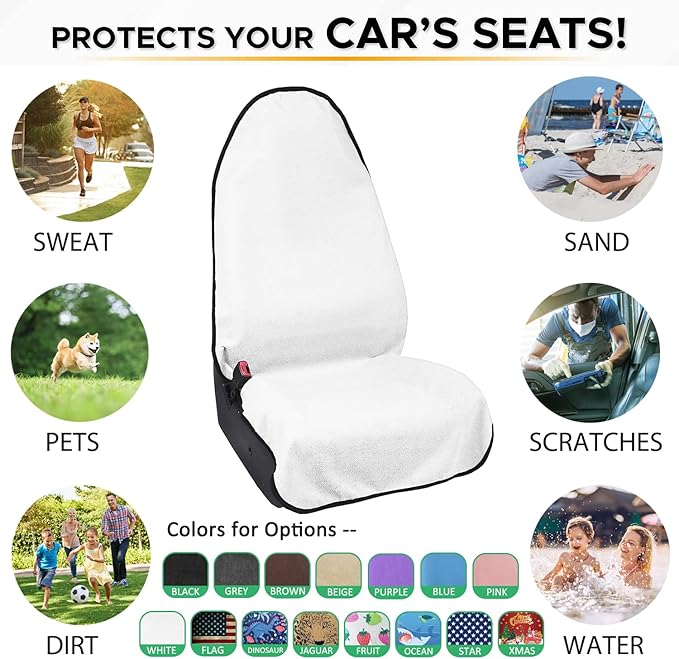 Waterproof Sweating Car Seat Cover for Post Gym Workout, Running, Swimming, Beach and Hiking, Universal Fit Non-Slip Bucket S