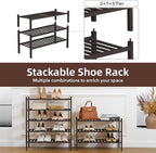 3 Tier Bamboo Shoe Rack Storage Organizer for Closet, Multifunctional Stackable Free Standing Shoe Shelf Organizer for Small 