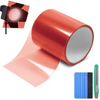 Lypumso Color Transform Light Filters, DIY Self Adhesive Car Light Tint Repair Tape for Headlight Fog Tail Lights, Transparent Outdoor Lights Window Home Decor Vinyl Wrap Film (Red, 4in x 20ft)