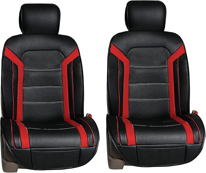 FH Group Front Set Faux Leather Car Seat Cushions - 2 Pack Seat Covers for Cars Trucks SUV, Waterproof, Universal Fit Seat Co