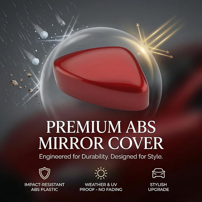 Left Driver Side Mirror Cover Cap Compatible with Mazda CX-5 2017-2023 (2nd Gen KF) | Soul Red Crystal Metallic (Code: 46V) - Deep Metallic Red | Direct Replacement - NOT for 2016.5 Old Body