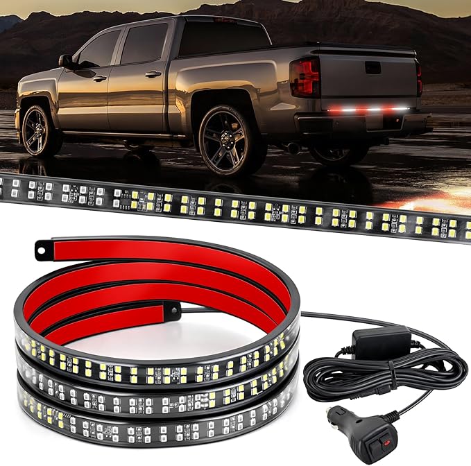 Nilight 48 Inch Truck Tailgate Strobe Light Strip Tail Emergency Bar Rear Window Warning Lamp Ultra-Bright Double Row 288 LED for Pickup Trailers Construction Vehicles Car SUV, Red White