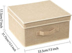 Storage Bins with Lid, Foldable Clothing Storage Box case with Handle for Closet, Bedroom, Home, Gray+Apricot, 13L x 12.5W x 