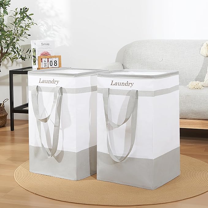 FairyHaus Laundry Basket 100L, 2Pack Laundry Hamper with Easy Carry Handles, Collapsible Laundry Baskets Hampers for Bathroom
