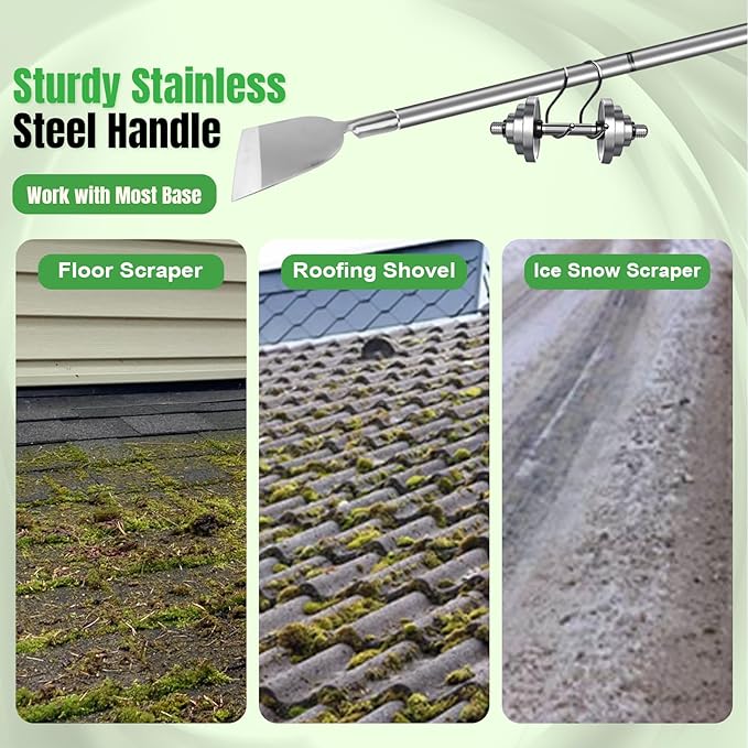 Snow Shovel for Driveway, Ice Scraper, Floor Scraper Long Handle, Garden Shovel Heavy Duty with Flat Head, Weed Scraper, Sod Cutter Remover Tool for Lawn Edger, Edging Shovels for Landscaping,