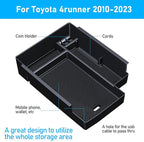 Upgraded Center Console Organizer for Toyota 4Runner 2024 2023 2022 2021 2020 2019 2018 2017 2016-2010 Full Size Tray Interior Accessories, Insert Armrest Box Secondary Storage ABS Material
