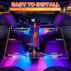 Car Led Strip Lights, RGB Truck Interior Lights with App Control, Under Dash Footwell Automotive Led Light Strip, Car Ambient Lighting for SUV(1set)