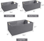 ANMINY 4PCS Storage Baskets for Organizing Collapsible Fabric Storage Bins Boxes with Wood Handles Closet Shelves Cube Organi