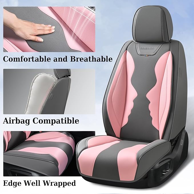 Coverado Car Seat Covers, Front Covers for Cars, Car Seat Cover Front Seats, Automotive Seat Cover, Waterproof, Leather Car S