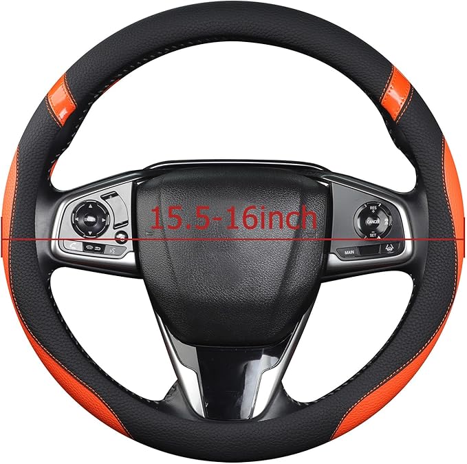 Cxtiy Pickup Truck Steering Wheel Cover –Universal Soft Leather Non-Slip Sporty Fashion Steering Wheel Grip Set for Women Gir