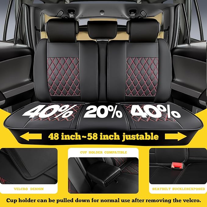LINGVIDO Car Seat Covers Full Set (5 Seats) - Premium Perforated Nappa Leather, Waterproof Shield, Omni-Adapt Fit SUVs Sedans