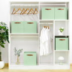 FinishingBo 6-Pack Storage Cubes with Handles & Label Holders Basket, Closet Cube Home Organizer Bins(Green, 13 x 13 x 13 inc