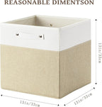 FinishingBo 13 x 13 Inch Fine Linen Storage Bins with Handles，Fabric Cube Boxs，Basket Organizers for Shelves for Home, Closet