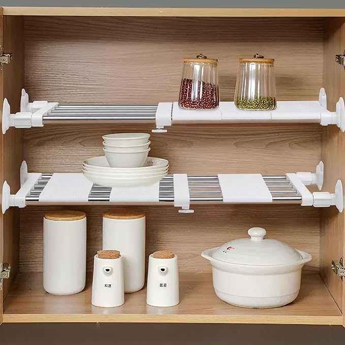 Metal Storage Rack Adjustable Organizer, Expandable Closet Tension Shelf, Organizer Shelf for Lockers