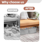 2-Pack Under Bed Toy Storage Boxes, Grey Toy Organizer with Clear PVC Lid, Foldable Under Couch Storage Bins (31.8×16×5.9in),
