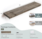 Floating Shelves, 8 Inch Deep Rustic Solid Reclaimed Wood Wall Shelves for Storage, Wall Mounted Display Shelving with Invisi