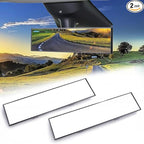 Universal Clip-on Wide Angle Mirror, Panoramic Flat HD Rearview Mirror, Anti Glare, Clear Tint, Accessories for Car SUV Trucks Vehicles (12"*3") 2-Pack