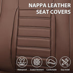 CAR PASS Nappa Leather Car Seat Covers Full Set, Luxury Seat Protector for Cars, Waterproof Anti-Slip Seat Cushion Armrest Co
