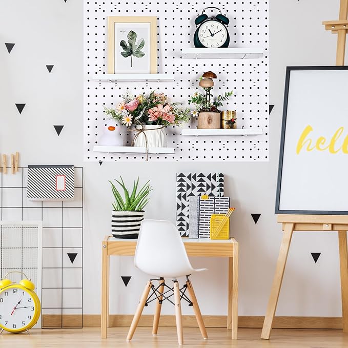Beeveer 4 Pcs Pegboard Shelves Wall Organizer Brackets Pegboard Steel Tray Accessories Organizing Tools for Craft Garage Nurs