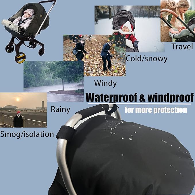 Car Seat Cover for Babies Winter - Baby Car Seat Covers Universal Cold Weather Shield,Warm and Cozy Carseat Covers Canopy Wat