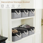 Storage Baskets for Shelves 13.8x9.8x6.7 Inch, Foldable Fabric Storage Bins with Handles, Small Storage Baskets for Organizin