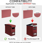 BALEINE File Organizer Box with Lid, Collapsible File Folder Organizer with Plastic Slide, Hanging File Folder Box for Office