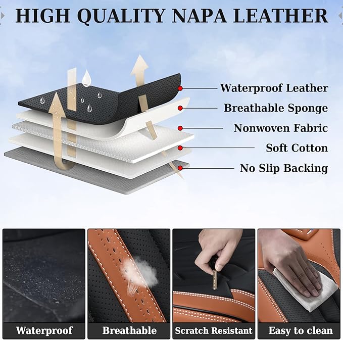 Coverado Front Seat Covers, Car Seat Covers Front Seats, Leather Seat Covers for Cars, Automotive Seat Covers Car Seat Protec