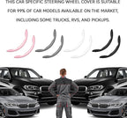 2-Piece Steering Wheel Cover, Carbon Fiber Segmented Steering Wheel Protector, Universal and Anti-Slip Durable Car Leather Pr