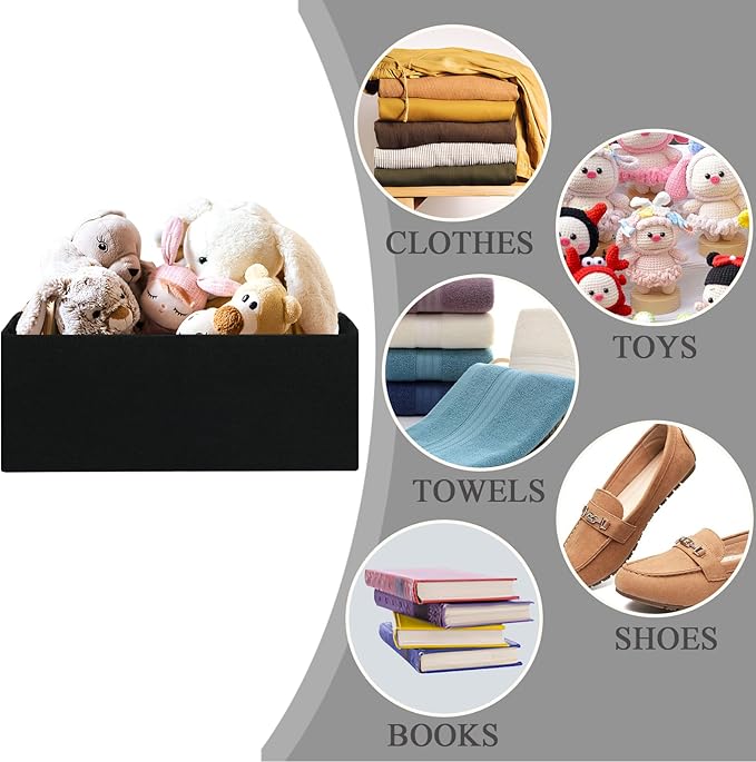 Foldable Fabric Storage Cubes, 2 Packs Cloth Storage Baskets with Wooden Handles, Collapsible Shelf Closet Organizer Bins, Re