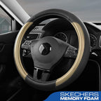 Skechers Steering Wheel Cover Memory Foam,Luxury Leather Steering Wheel Covers,Universal Anti-Slip Fit 14" 1/2-15" Car Wheel 