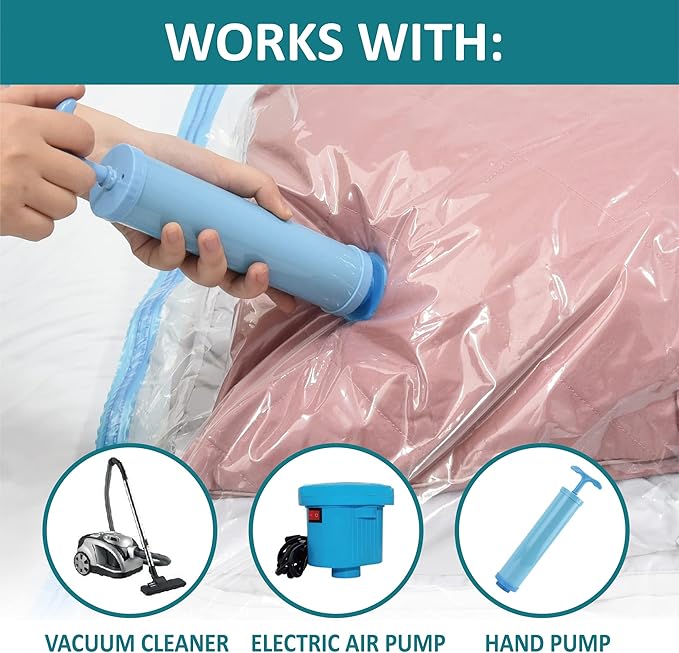 MattEasy Space Saver Vacuum Storage Bags, 6 Pack Jumbo Space Saver Bags with Pump, Storage Vacuum Sealed Bags for Clothes, Co