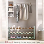 Bumusty 3-Tier Expandable Shoe Rack for Closet, 18“-33” Adjustable Shoe Rack for Small Space, Small Shoe Organizer for Front 