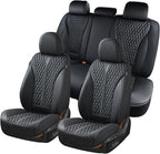 Coverado Car Seat Covers Full Set, 5 Seats Luxury Nappa Leather Seat Covers for Cars, Car Seat Cover Waterproof, Front and Ba