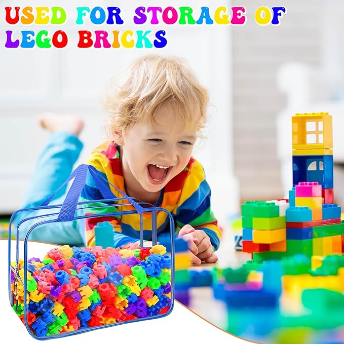 8 Packs 8 Colors Large Toy Storage Bags, Reusable Clear PVC Board Game Storage, Toy Organizers and Storage Bags with Zipper f