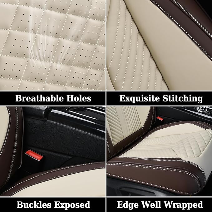 Coverado Front Seat Covers, 2 Pack Waterproof Seat Covers for Cars, Luxury Leather Seat Cushions, Front and Rear Seat Protect
