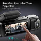 BOTSLAB 4K 3 Channel Dash Cam Front and Rear/Inside, 360°Dash Camera with 3.18" Touch Screen, Night Vision Dashcam, Voice Con