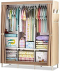 Clothes Organizer 3 Hanging Rod Shelf Portable Closet with Cover Clothes Rack Standing Closet Clothes Storage Wardrobe Garmen