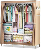 Clothes Organizer 3 Hanging Rod Shelf Portable Closet with Cover Clothes Rack Standing Closet Clothes Storage Wardrobe Garmen