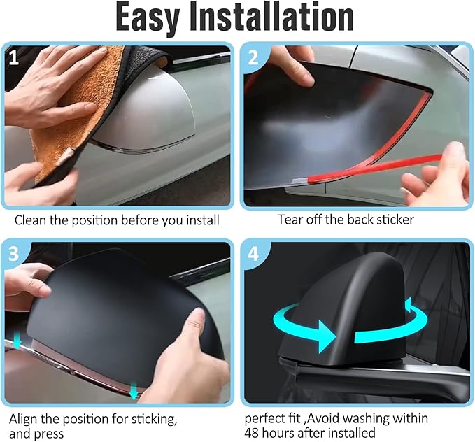 Model Y Side Mirror Cover, Mirror Cap 2 PCS Matt Black Rearview Mirror Cover for Model Y (2021-2024)