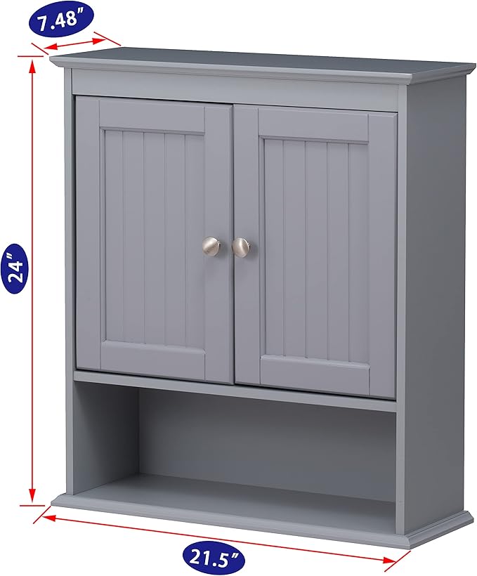 Spirich Bathroom Wall Cabinet, Wall Mounted Medicine Cabinet Organizer, Over The Toilet Storage Cabinet with Doors and Shelve